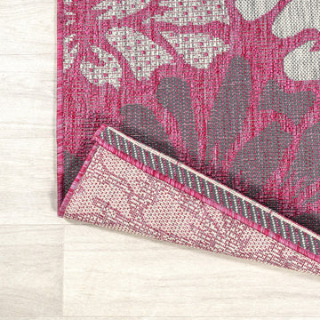 Zinnia Modern Floral Textured Weave Indoor/outdoor Runner Rug